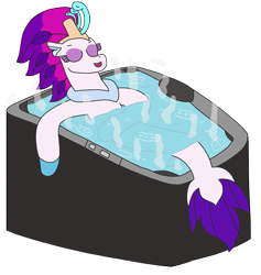 Size: 2447x2585 | Tagged: safe, artist:supahdonarudo, imported from derpibooru, queen novo, seapony (g4), series:novoember, my little pony: the movie, eyes closed, female, high res, hot tub, redraw, relaxing, simple background, solo, steam, transparent background