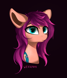 Size: 2072x2385 | Tagged: safe, artist:wevepon3, imported from derpibooru, sunny starscout, earth pony, pony, alternate hairstyle, black background, female, g5, high res, my little pony: a new generation, simple background, solo