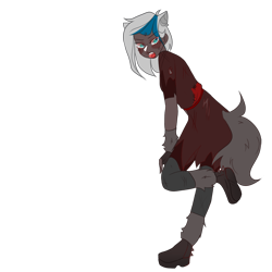 Size: 1024x1024 | Tagged: safe, artist:idkhesoff, derpibooru exclusive, imported from derpibooru, oc, oc only, oc:elizabat stormfeather, human, werewolf, alternate hairstyle, blushing, boots, clothes, costume, dark skin, dress, female, fingerless gloves, fur, gloves, halloween, halloween costume, holiday, humanized, humanized oc, lipstick, open mouth, shoes, simple background, solo, transparent background