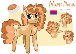 Size: 2432x1737 | Tagged: safe, artist:moccabliss, imported from derpibooru, oc, oc only, oc:maple mocha, pony, unicorn, bisexual pride flag, female, mare, pride, pride flag, solo