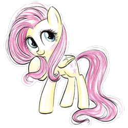 Size: 1000x1000 | Tagged: artist needed, safe, imported from twibooru, fluttershy, pegasus, app, female, image, official, official art, png, quidd, shy, simple background, solo, sticker, transparent background, watercolor love