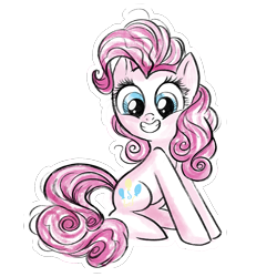 Size: 1000x1000 | Tagged: artist needed, safe, imported from twibooru, pinkie pie, earth pony, app, female, happy, image, official, official art, png, quidd, simple background, sitting, solo, sticker, transparent background, watercolor love