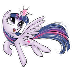 Size: 1000x1000 | Tagged: artist needed, safe, imported from twibooru, twilight sparkle, alicorn, app, female, horn, image, magic, magic aura, official, official art, png, quidd, simple background, solo, sticker, transparent background, watercolor love, wings