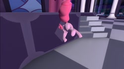 Size: 1024x575 | Tagged: safe, artist:undeadponysoldier, imported from ponybooru, pinkie pie, earth pony, pony, 3d, butt, canterlot, cartoon logic, female, gmod, mare, pinkie being pinkie, plot, silly, stage, stairs, stuck