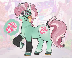 Size: 1280x1038 | Tagged: safe, artist:dimension-246, imported from derpibooru, minty, earth pony, g3, peppermint, rectangular pupil, tongue out
