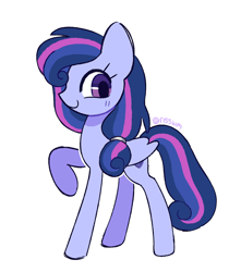 Size: 882x1000 | Tagged: safe, artist:risswm, imported from derpibooru, oc, oc only, pegasus, pony, female, looking at you, mare, offspring, parent:princess cadance, parent:shining armor, parents:shiningcadance, profile, simple background, smiling, solo, white background