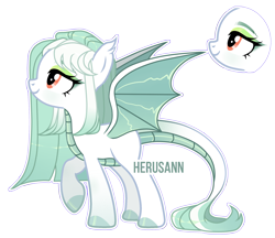 Size: 2200x1900 | Tagged: safe, artist:herusann, imported from derpibooru, oc, oc only, dracony, dragon, hybrid, pony, base used, eyelashes, female, grin, hoof polish, raised hoof, simple background, smiling, solo, transparent background