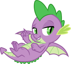 Size: 3341x3000 | Tagged: safe, artist:cloudy glow, imported from derpibooru, spike, dragon, the ending of the end, flying, grin, high res, looking back, male, simple background, smiling, solo, spread wings, transparent background, vector, winged spike, wings
