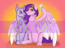 Size: 2048x1536 | Tagged: safe, artist:valeramoongod, imported from derpibooru, pipp petals, pegasus, pony, commission, duo, female, g5, my little pony: a new generation, your character here