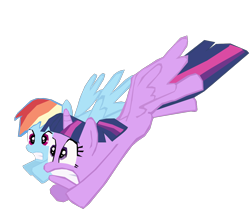 Size: 1280x1095 | Tagged: safe, artist:benpictures1, imported from derpibooru, rainbow dash, twilight sparkle, alicorn, pegasus, pony, power ponies (episode), cute, dashabetes, duo, duo female, faic, falling, female, gritted teeth, inkscape, mare, simple background, transparent background, twiabetes, twilight sparkle (alicorn), vector