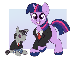 Size: 1013x815 | Tagged: safe, artist:lulubell, imported from derpibooru, smarty pants, twilight sparkle, pony, unicorn, clothes, female, filly, filly twilight sparkle, secret agent, suit, unshorn fetlocks, younger