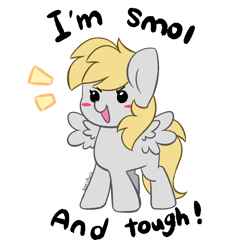 Size: 4560x4512 | Tagged: safe, artist:kittyrosie, imported from derpibooru, derpy hooves, pegasus, pony, blushing, cute, derpabetes, female, open mouth, simple background, smol, solo, spread wings, white background, wings