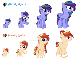 Size: 1280x970 | Tagged: safe, artist:hate-love12, imported from derpibooru, oc, oc:summer apple, oc:winter breeze, earth pony, pegasus, pony, baby, baby pony, base used, female, filly, magical lesbian spawn, mare, offspring, parent:applejack, parent:rainbow dash, parents:appledash, simple background, teenager, transparent background