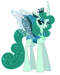 Size: 776x972 | Tagged: safe, artist:madlilon2051, imported from derpibooru, queen chrysalis, changedling, changeling, base used, bedroom eyes, changedling queen, female, grin, purified chrysalis, simple background, smiling, solo, transparent background