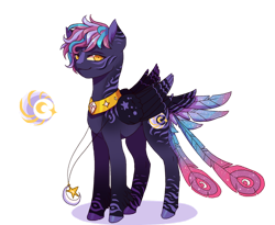 Size: 1280x1051 | Tagged: safe, artist:brot-art, imported from derpibooru, oc, oc only, pony, female, magical lesbian spawn, mare, offspring, parent:princess amore, parent:princess luna, peytral, simple background, solo, transparent background, wings