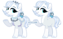 Size: 3500x2189 | Tagged: safe, artist:herusann, imported from derpibooru, oc, oc only, bird, earth pony, pony, base used, chains, duo, earth pony oc, eyelashes, female, grin, harness, heart eyes, high res, jewelry, mare, raised hoof, simple background, smiling, tack, tiara, transparent background, wingding eyes
