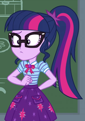 Size: 512x726 | Tagged: safe, imported from derpibooru, screencap, sci-twi, twilight sparkle, equestria girls, equestria girls series, holidays unwrapped, spoiler:eqg series (season 2), cropped, female, geode of telekinesis, magical geodes, solo, the cider louse fools