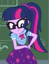 Size: 532x695 | Tagged: safe, imported from derpibooru, screencap, sci-twi, twilight sparkle, equestria girls, equestria girls series, holidays unwrapped, spoiler:eqg series (season 2), cropped, female, geode of telekinesis, magical geodes, solo, the cider louse fools