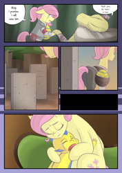 Size: 2893x4092 | Tagged: safe, artist:mustachedbain, imported from derpibooru, fluttershy, oc, oc:izen, dragon, pony, comic:my dragon children, adopted offspring, comic, crying, death, dragon egg, dragon oc, fluttermom, gravestone, hug, implied death, parent:fluttershy