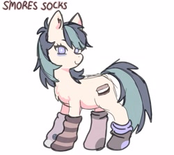 Size: 3173x2822 | Tagged: safe, artist:camperchan, imported from derpibooru, oc, oc only, oc:smores socks, earth pony, pony, clothes, earth pony oc, female, fluffy, high res, looking at you, mare, messy mane, simple background, sketch, smiling, smiling at you, socks, solo, striped socks