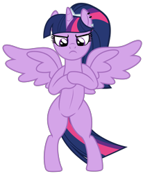 Size: 3992x4853 | Tagged: safe, artist:severity-gray, imported from derpibooru, twilight sparkle, alicorn, pony, alternate hairstyle, ankha zone, bipedal, eyeshadow, female, makeup, mare, meme, parody, piercing, ponified meme, ponytail, simple background, solo, spread wings, standing, standing up, transparent background, twilight sparkle (alicorn), unamused, wings