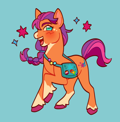 Size: 1532x1548 | Tagged: safe, artist:mangostar, imported from derpibooru, sunny starscout, earth pony, pony, spoiler:my little pony: a new generation, autism, female, g5, headcanon, infinity symbol, lesbian, lesbian pride flag, lgbt, lgbt headcanon, mare, my little pony: a new generation, neurodivergent, neurodivergent headcanon, open mouth, pride, pride flag, simple background, solo