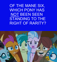 Size: 929x1021 | Tagged: safe, artist:chanyhuman, edit, imported from derpibooru, gallus, ocellus, sandbar, silverstream, smolder, yona, changeling, dragon, earth pony, griffon, hippogriff, yak, deviantart, gallus is not amused, horrified, jeopardy, meme, meme template, ocellus is not amused, react, reaction image, sandbar is not amused, scar, scared, smolder is not amused, student six, tragic, unamused, yona is not amused, young 6