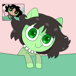 Size: 2048x2048 | Tagged: safe, artist:omelettepony, imported from ponybooru, oc, oc:filly anon, earth pony, pony, buttercup, female, filly, foal, the powerpuff girls