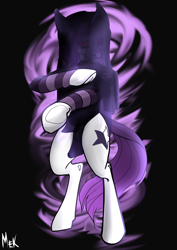 Size: 3508x4961 | Tagged: safe, artist:mekblue, imported from derpibooru, oc, oc only, oc:blase glance, semi-anthro, unicorn, black background, male, pose, simple background, solo, spectral power, standing on two hooves, veil