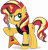 Size: 4046x4234 | Tagged: safe, artist:anime-equestria, imported from derpibooru, sunset shimmer, pony, unicorn, equestria girls, clothes, ear piercing, electric guitar, eyebrow piercing, eyeliner, female, guitar, horn, jacket, makeup, mare, musical instrument, piercing, punk, punkset shimmer, simple background, smiling, solo, transparent background, vector