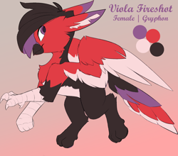 Size: 2366x2078 | Tagged: safe, artist:beardie, imported from derpibooru, oc, oc:viola fireshot, griffon, female, griffon oc, high res, reference, reference sheet