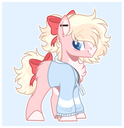 Size: 1594x1644 | Tagged: safe, artist:krypticquartz, imported from derpibooru, oc, oc only, earth pony, pony, bow, clothes, hair bow, hoodie, male, solo, stallion, tail, tail bow