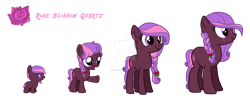 Size: 1280x518 | Tagged: safe, artist:hate-love12, imported from derpibooru, oc, oc only, oc:rose blossom quartz, pony, age progression, baby, baby pony, deviantart watermark, female, filly, mare, obtrusive watermark, solo, teenager, watermark