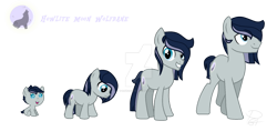 Size: 1280x606 | Tagged: safe, artist:hate-love12, imported from derpibooru, oc, oc only, oc:howlite, pony, age progression, baby, baby pony, colt, deviantart watermark, male, obtrusive watermark, simple background, solo, stallion, transparent background, watermark
