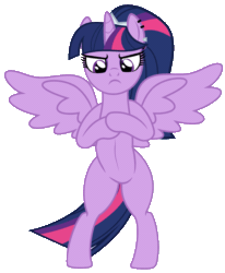 Size: 987x1200 | Tagged: safe, artist:severity-gray, edit, editor:archooves, imported from derpibooru, twilight sparkle, alicorn, pony, alternate hairstyle, animated, ankha zone, bipedal, eyeshadow, female, gif, makeup, mare, meme, parody, piercing, ponified meme, ponytail, simple background, solo, spread wings, standing, standing up, transparent background, twilight sparkle (alicorn), unamused, wings