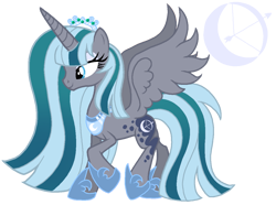 Size: 1199x890 | Tagged: safe, artist:madlilon2051, imported from derpibooru, oc, oc only, alicorn, pony, alicorn oc, base used, eyelashes, female, hoof shoes, horn, jewelry, mare, offspring, parent:princess luna, parent:stygian, parents:styuna, peytral, raised hoof, simple background, smiling, solo, tiara, transparent background, wings