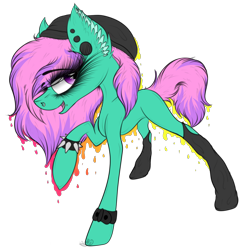 Size: 2062x2101 | Tagged: safe, artist:beamybutt, imported from derpibooru, oc, oc only, earth pony, pony, beanie, clothes, ear fluff, earth pony oc, eyelashes, female, hat, high res, mare, simple background, socks, solo, spiked wristband, transparent background, watch, wristband