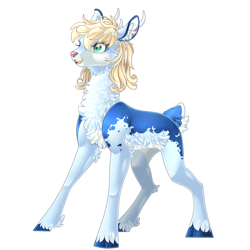 Size: 4251x4251 | Tagged: safe, artist:schokocream, imported from derpibooru, oc, oc only, oc:spiritproductions, deer, deer pony, original species, pony, antlers, chest fluff, ear fluff, simple background, solo, unshorn fetlocks, white background