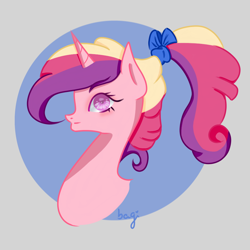 Size: 900x900 | Tagged: safe, artist:ganichan, imported from derpibooru, princess cadance, alicorn, pony, alternate hairstyle, bust, female, ponytail, solo