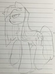 Size: 1378x1851 | Tagged: safe, artist:metaruscarlet, imported from derpibooru, pinkie pie, earth pony, pony, alternate hairstyle, female, lined paper, mare, pinkamena diane pie, raised hoof, sketch, solo, traditional art