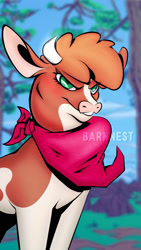 Size: 1080x1920 | Tagged: safe, artist:barnnest, imported from derpibooru, cow, them's fightin' herds, arizona (tfh), community related, female, solo, watermark