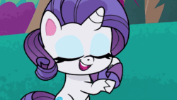 Size: 800x450 | Tagged: safe, imported from derpibooru, screencap, rarity, frog, pony, unicorn, a camping we will go, my little pony: pony life, animated, cute, female, gif, raribetes