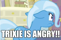 Size: 614x406 | Tagged: safe, edit, edited screencap, imported from derpibooru, screencap, trixie, pony, unicorn, a horse shoe-in, captain obvious, caption, female, floppy ears, image macro, mare, solo, starlight's office, text