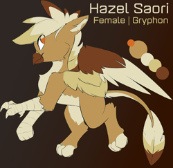 Size: 2306x2237 | Tagged: safe, artist:beardie, imported from derpibooru, oc, oc only, oc:hazel saori, griffon, adopted, female, griffon oc, high res, reference, reference sheet, solo