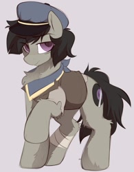 Size: 1250x1600 | Tagged: safe, artist:crimmharmony, imported from derpibooru, oc, oc only, oc:octave slav, earth pony, pony, gray background, male, simple background, solo