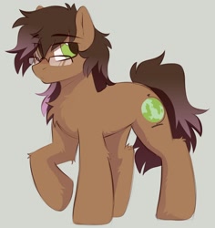 Size: 1640x1739 | Tagged: safe, artist:crimmharmony, imported from derpibooru, oc, oc only, oc:be sharp, earth pony, pony, glasses, gray background, male, simple background, solo