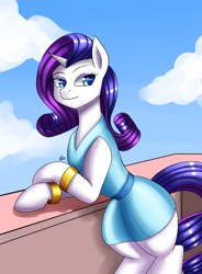 Size: 1400x1900 | Tagged: safe, artist:zachc, imported from derpibooru, rarity, pony, unicorn, clothes, concave belly, dress, female, slim, solo, thighs, thin, thunder thighs