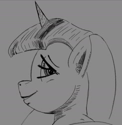 Size: 1550x1580 | Tagged: safe, artist:bobblygobbly, imported from derpibooru, twilight sparkle, bedroom eyes, female, looking at you, monochrome, smiling, smiling at you