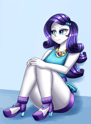 Size: 1400x1900 | Tagged: safe, artist:zachc, imported from derpibooru, rarity, equestria girls, clothes, dress, female, high heels, looking away, rarity peplum dress, schrödinger's pantsu, shoes, solo, strategically covered