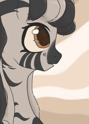 Size: 2368x3264 | Tagged: safe, artist:dvfrost, imported from derpibooru, oc, oc only, pony, zebra, fallout equestria, colored, fallout, female, filly, flat colors, high res, pony oc, ponytails, simple background, solo, update, zebra oc